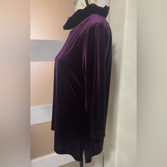🍂Sara Campbell Purple Velvet Cowl Neck Blouse NWT - Picture 4 of 7